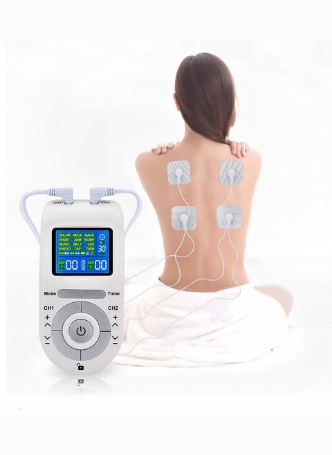 3-in-1 Tens Unit Muscle Stimulator Machine, Dual Channel Electronic Pulse Massager, Tens Ems Machine with 40 Intensities for Gradual Pain Relief Therapy