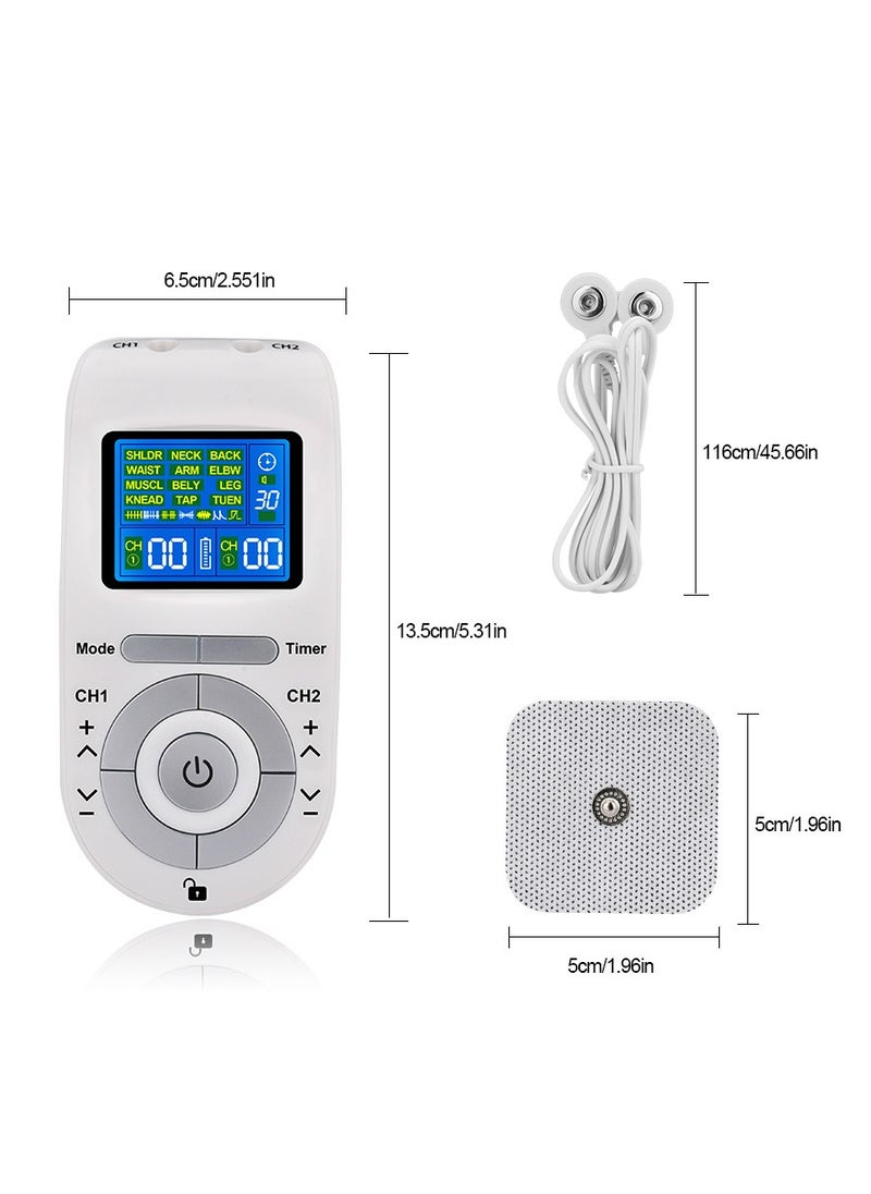 3-in-1 Tens Unit Muscle Stimulator Machine, Dual Channel Electronic Pulse Massager, Tens Ems Machine with 40 Intensities for Gradual Pain Relief Therapy