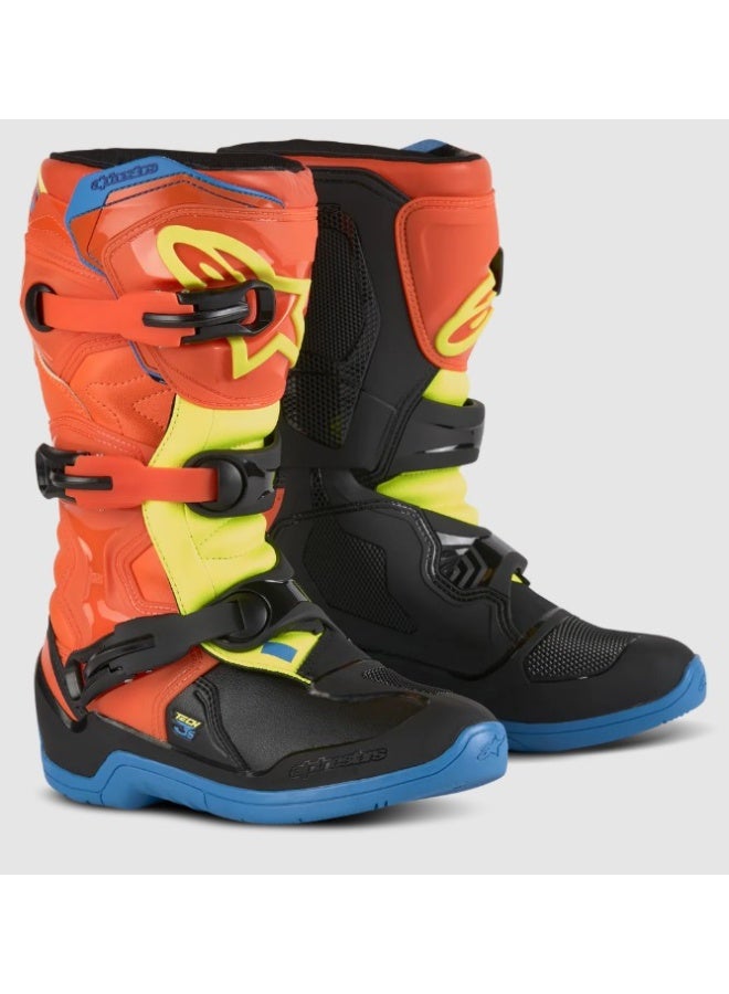 ALPINESTARS YOUTH TECH 3S BOOTS ORANGE FLUO/ENAMEL BLUE/YELLOW FLUO - Image 1