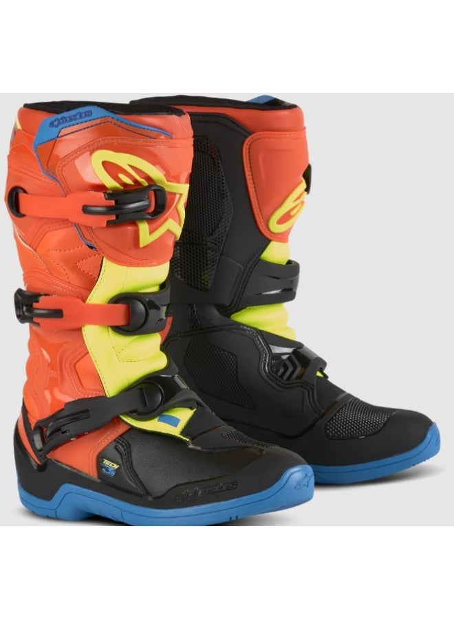 ALPINESTARS YOUTH TECH 3S BOOTS ORANGE FLUO/ENAMEL BLUE/YELLOW FLUO - Image 2