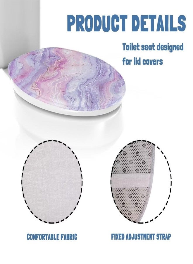 Luarisgur Toilet Lid Cover Elongated Marble Print Bathroom Oblong Round Soft and Absorbent Toilet Seat Lid Cover Cute Toilet Cover Accessories Purple - Image 5