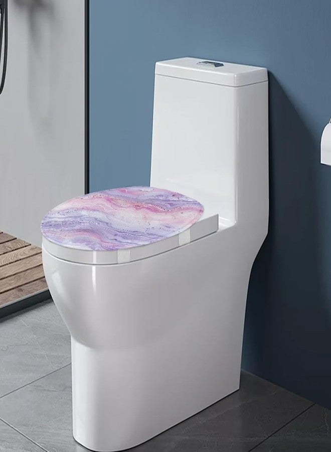 Luarisgur Toilet Lid Cover Elongated Marble Print Bathroom Oblong Round Soft and Absorbent Toilet Seat Lid Cover Cute Toilet Cover Accessories Purple - Image 3