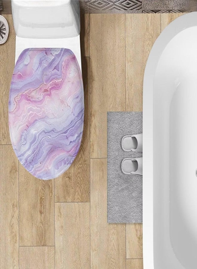 Luarisgur Toilet Lid Cover Elongated Marble Print Bathroom Oblong Round Soft and Absorbent Toilet Seat Lid Cover Cute Toilet Cover Accessories Purple - Image 4