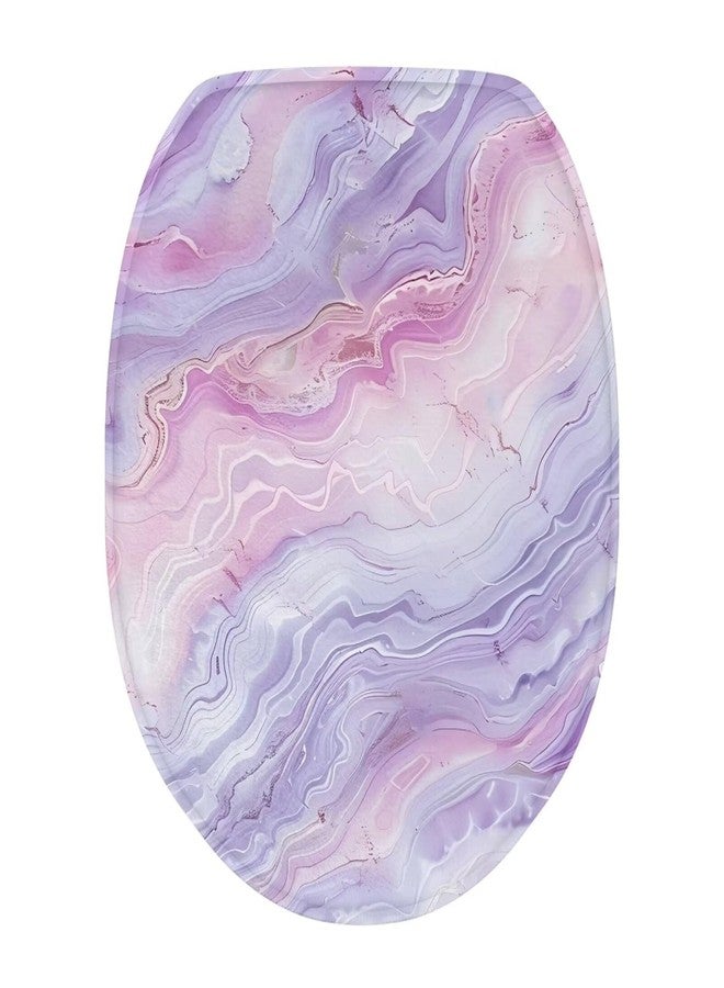 Luarisgur Toilet Lid Cover Elongated Marble Print Bathroom Oblong Round Soft and Absorbent Toilet Seat Lid Cover Cute Toilet Cover Accessories Purple - Image 1