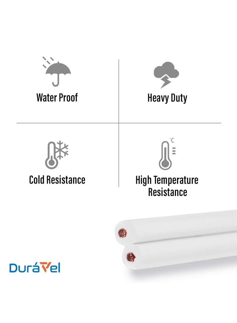 Duravel Duravel Electrical Cable Wire, 2-Core Copper, White PVC Insulated Twin Flexible Copper Cable for Extension Power Wire Home Small Electrical Wiring (WHITE-0.75MM, 20 METER)  - Image 4