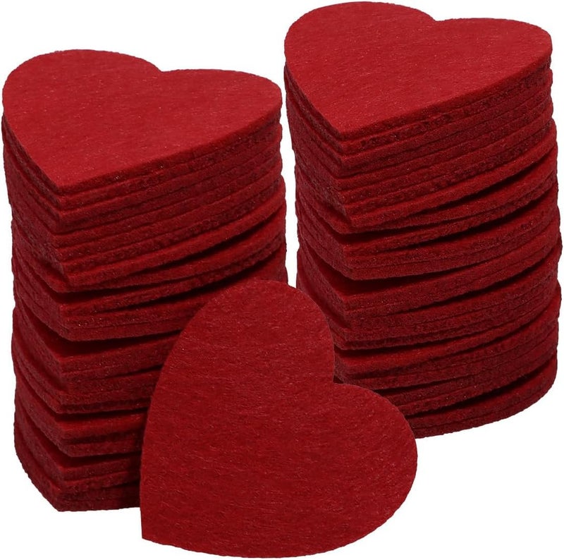 Haoser 50 Pcs Felt Heart Cutouts – 2 Inch Valentine’s Day Decorations for Crafts, Wedding, Scrapbooking, Sewing, DIY Embellishment - Image 1