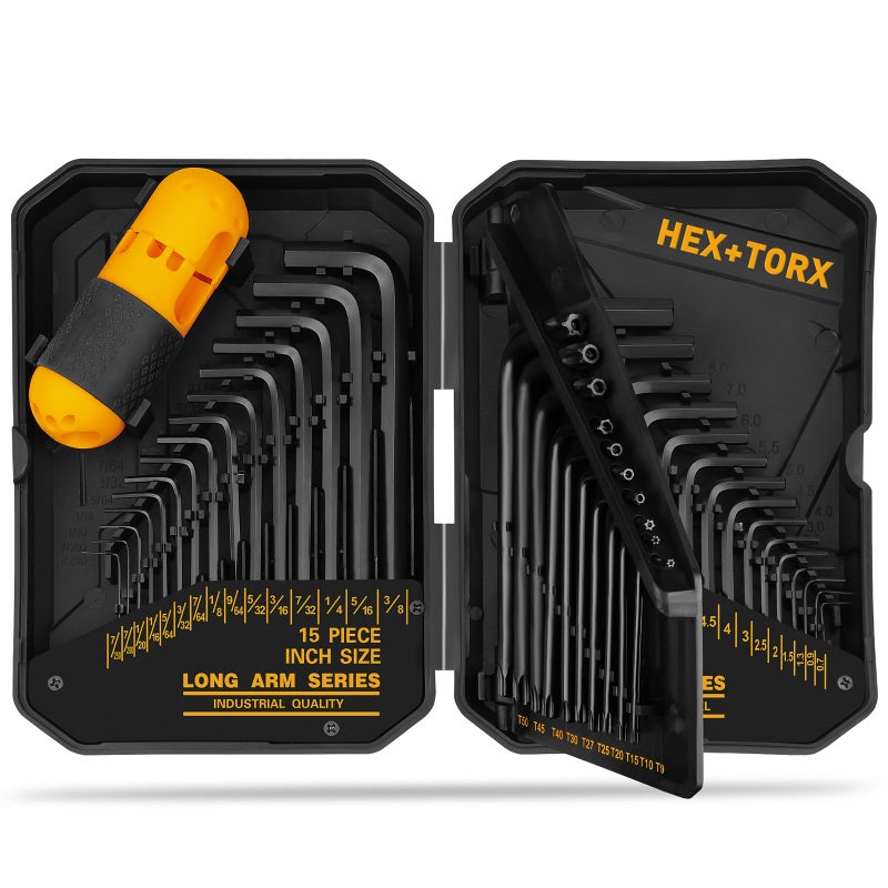 ELEAD Hex Key Allen Wrench Set: 41-Piece Hex and Torx Key Set with Torque Handle, Standard SAE(0.028"-3/8") & Metric(0.7mm-10mm) & Torx(T9-T50) in Storage Case, Heat Treated Chrome Vanadium Steel - Image 1
