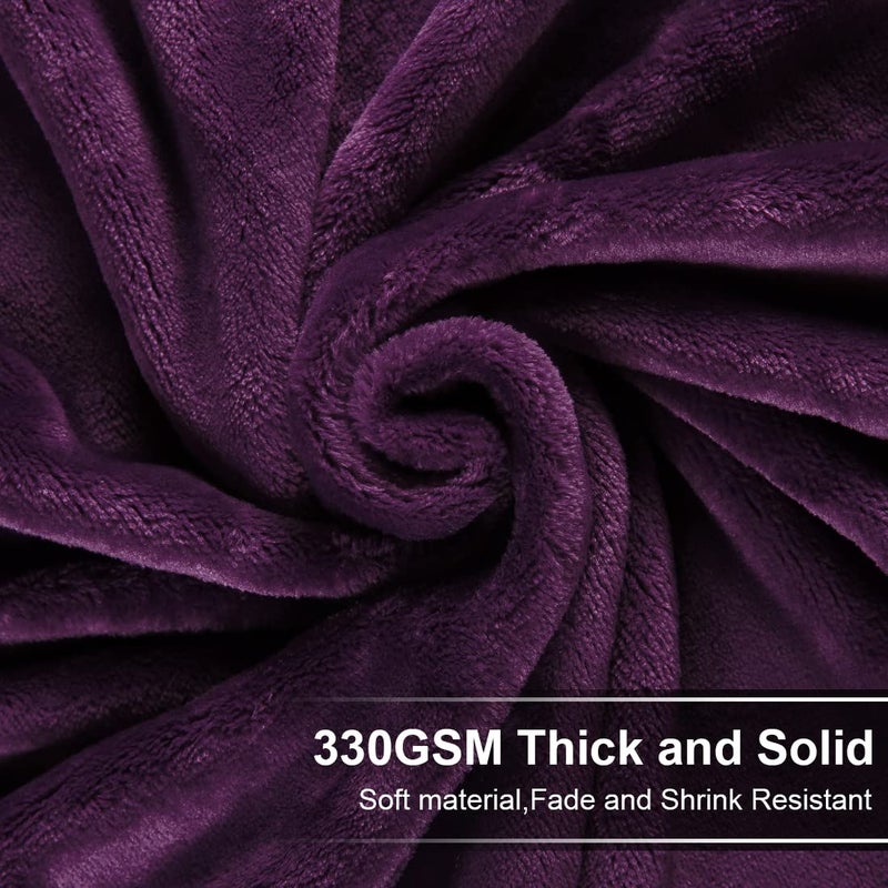 EASELAND Soft Blanket Queen Size Winter Warm Fuzzy Microplush Lightweight Thermal Fleece Blankets for Couch Bed Sofa,90x90 inches,Purple - Image 3