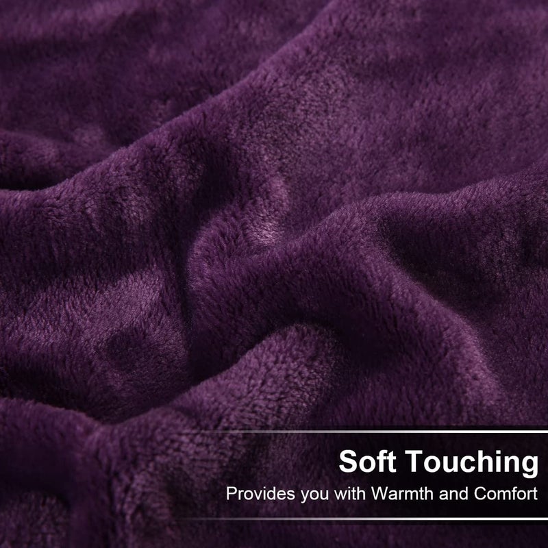 EASELAND Soft Blanket Queen Size Winter Warm Fuzzy Microplush Lightweight Thermal Fleece Blankets for Couch Bed Sofa,90x90 inches,Purple - Image 4