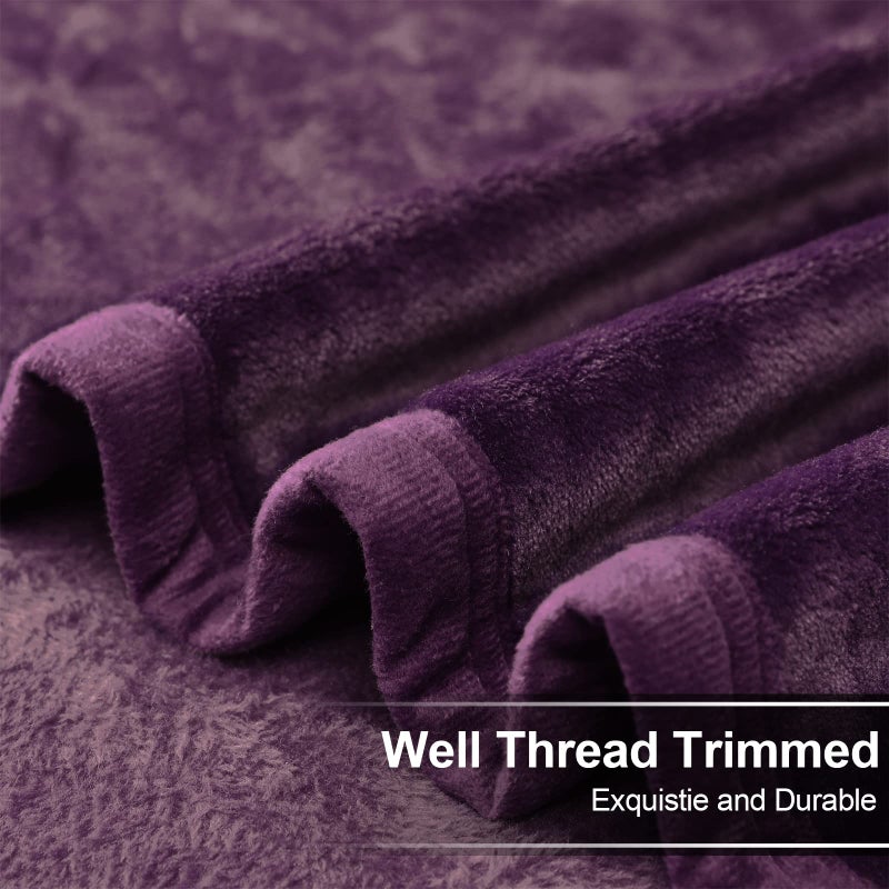 EASELAND Soft Blanket Queen Size Winter Warm Fuzzy Microplush Lightweight Thermal Fleece Blankets for Couch Bed Sofa,90x90 inches,Purple - Image 5