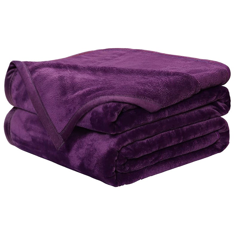 EASELAND Soft Blanket Queen Size Winter Warm Fuzzy Microplush Lightweight Thermal Fleece Blankets for Couch Bed Sofa,90x90 inches,Purple - Image 1