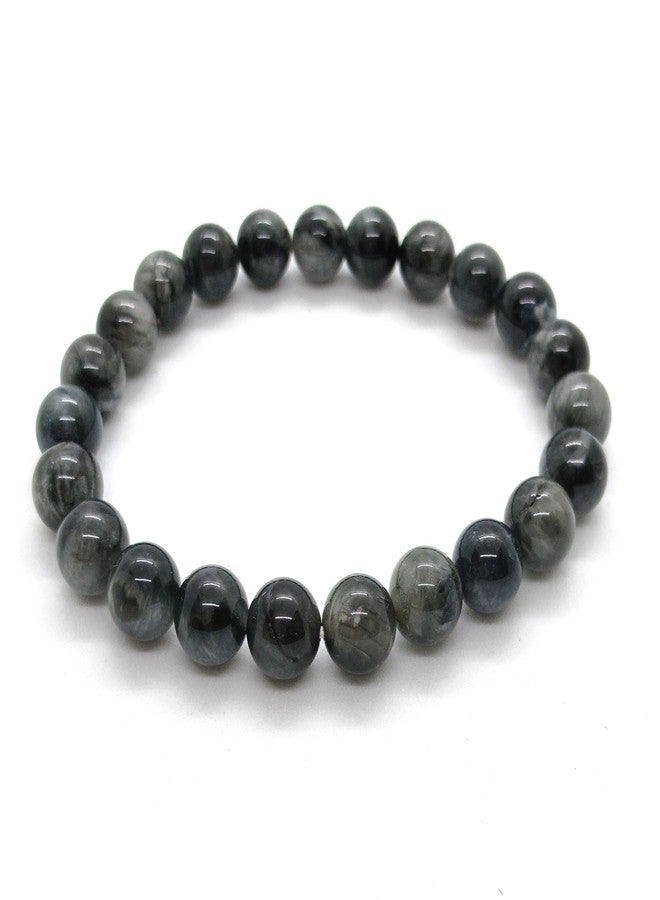 Blue bijoux Cats Eye 8 MM Round Reiki Healing Crystal Stretch Bracelet | For Providing Strong Protection | Balancing Emotions| Helping In Ketu Dosh | Men & Women - Image 1