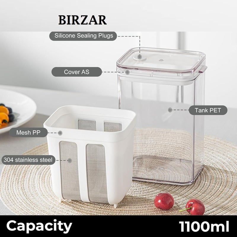 BIRZAR Hung Curd Strainer Box Curd Maker and Greek Yogurt Maker 1100ml Fine Mesh Strainer with Lid Multifunctional Yoghurt Filter Curd Maker for Home Whey Separator - Image 3