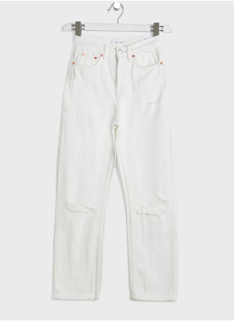 MANGO - Kids Distressed Mom Fit Jeans - Image 1