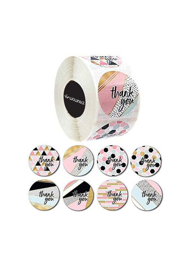 Wownect Pattern Thankyou Sticker Round [1inch][1000 Stickers] Labels For Envelope Seals Packing Seals cards Gift Boxes Shopping Bags Bouquets Cardboard Decoration  - Image 1