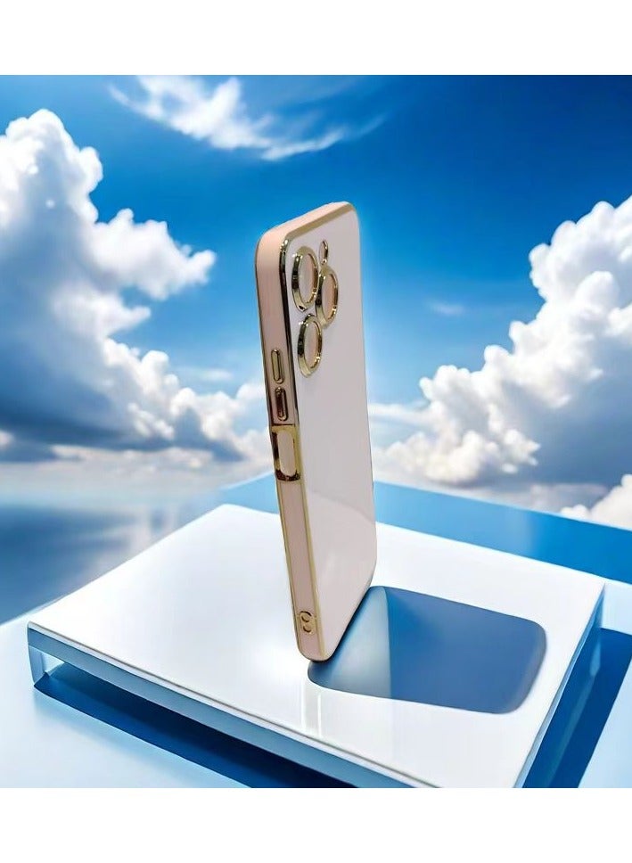 Alyashmac Compatible with Itel A70 phone case, smooth gold chrome,Pink Thin, smooth shock-proof Full protection Itel A70 phone case - Pink - Image 4