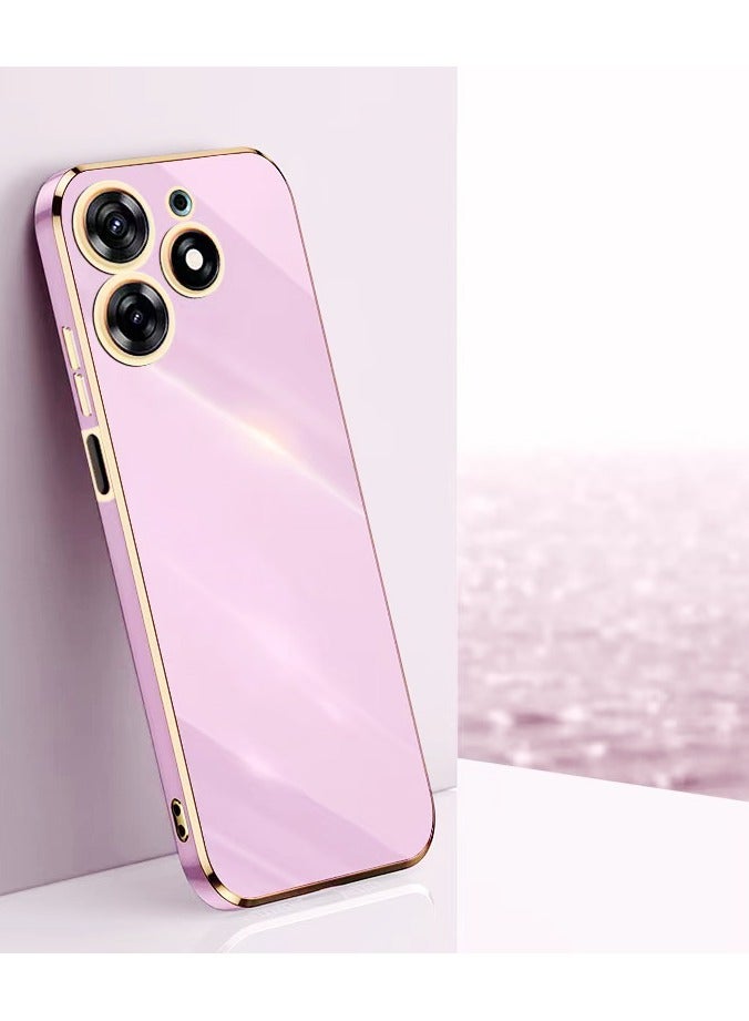 Alyashmac Compatible with Itel A70 phone case, smooth gold chrome,Pink Thin, smooth shock-proof Full protection Itel A70 phone case - Pink - Image 1
