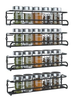 Piccasio PICCASIO™ Spice Rack Wall Mount DIY 4 Tier Spice Rack Hanging - Stainless Steel Spice Organizer - Hanging Spices Organizer With Screws And Adhesive Stickers For Kitchen Walls, Spices Set Organizer  - Image 1