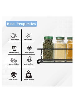 Piccasio PICCASIO™ Spice Rack Wall Mount DIY 4 Tier Spice Rack Hanging - Stainless Steel Spice Organizer - Hanging Spices Organizer With Screws And Adhesive Stickers For Kitchen Walls, Spices Set Organizer  - Image 4