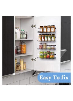 Piccasio PICCASIO™ Spice Rack Wall Mount DIY 4 Tier Spice Rack Hanging - Stainless Steel Spice Organizer - Hanging Spices Organizer With Screws And Adhesive Stickers For Kitchen Walls, Spices Set Organizer  - Image 3