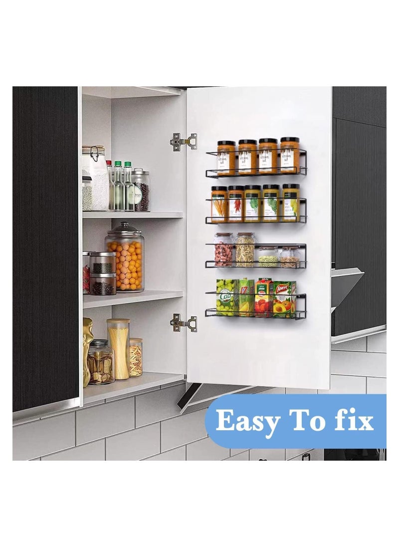 Piccasio PICCASIO™ Spice Rack Wall Mount DIY 4 Tier Spice Rack Hanging - Stainless Steel Spice Organizer - Hanging Spices Organizer With Screws And Adhesive Stickers For Kitchen Walls, Spices Set Organizer  - Image 3