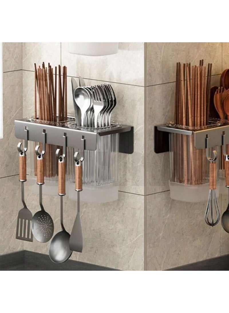 Citaaz Citaaz Chopstick Stand Stainless Steel Cutlery Stand Tool Stand Chopsticks Fork Spoon Cookware Ladle Storage Kitchen Rack Drying Rack 2 Container  - Image 2