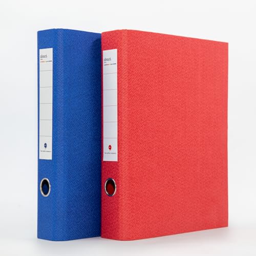 COMMA Abaca – 2D Ring Binder File – A4 Size – 40mm (1.5inch) Nickel Plated Clip with Gripper Lock – Pack of 2 – (Navy Blue + Red) - Image 1