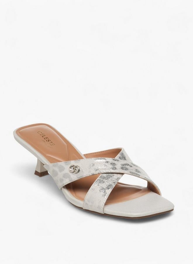 سيليست صنادل نسائية بكعب هريرة وحزام متقاطع - Image 3