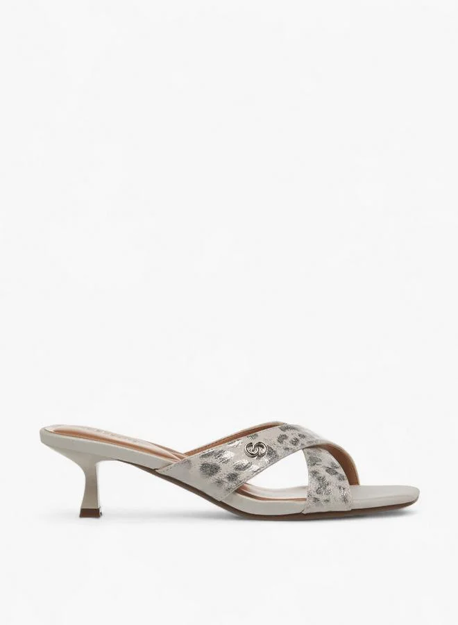 Celeste Silver Women Cross Strap Kitten Heel Sandals for Women | Best Price UAE