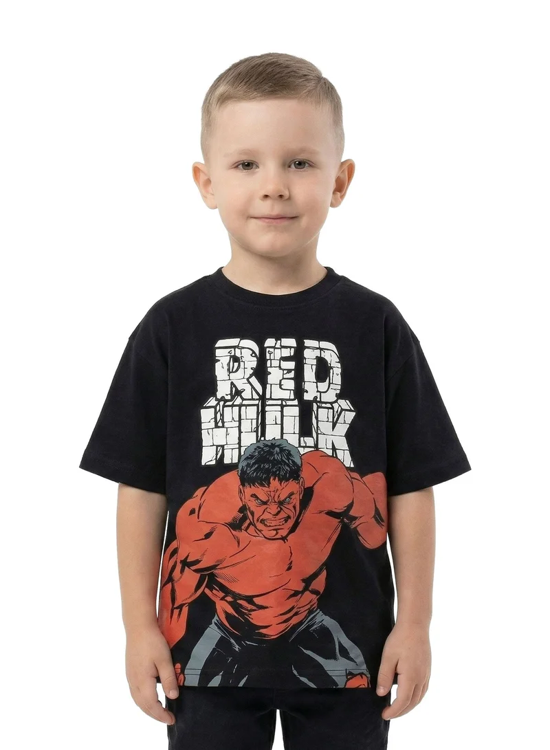مارفل Toddler Boys Marvel Red Hulk Graphic Printed Black T-Shirt