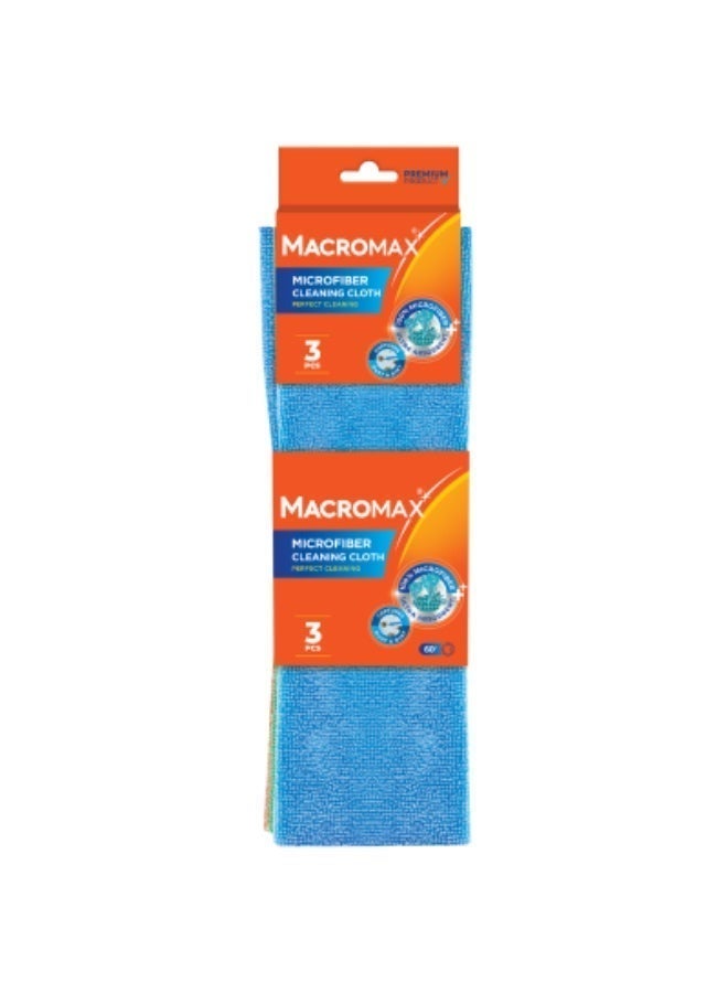 Macromax Microfibre Cleaning Cloth – 3 Pcs | Ultra Absorbent, Lint-Free & Streak-Free Multi-Purpose Cloths for Home & Kitchen - Image 1
