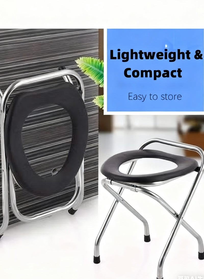 مقعد مرحاض محمول للتخييم من الفولاذ المقاوم للصدأ، كرسي مرحاض للسفر قابل للطي، كرسي مرحاض محمول للتخييم، كرسي مرحاض محمول من الفولاذ المقاوم للصدأ - Image 5