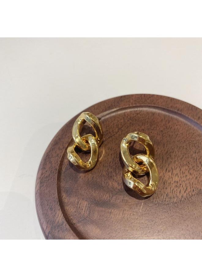 NIBEMINENT 925 Silver Pin Earrings Metal High-end Simple Fashion Joker Light Luxury Personality Niche 
