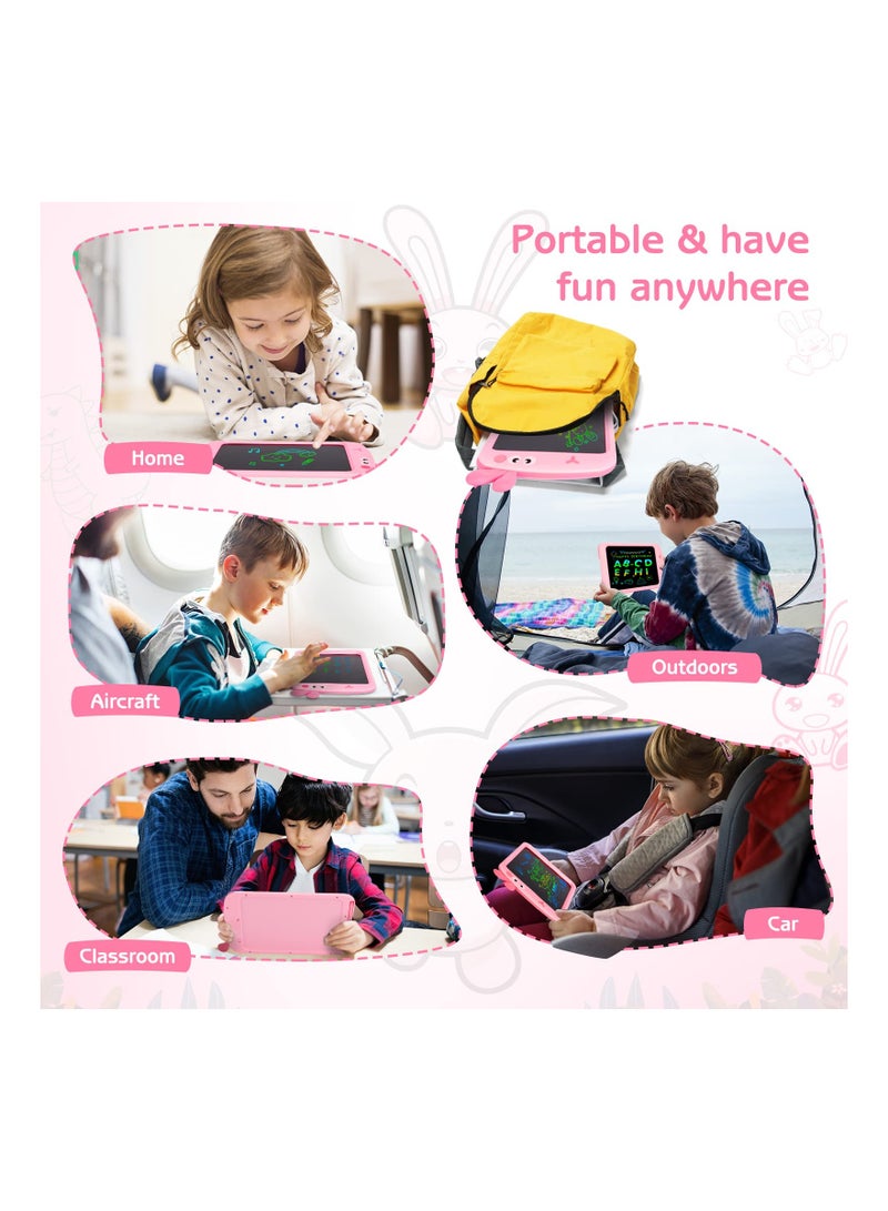SOLARAE 8.5 Inch LCD Drawing Tablet for Kids - Colorful Bunny Design Digital eWriter, Educational Graphics Board for Girls Aged 2-6, Perfect Birthday Gift in Pink. - Image 3
