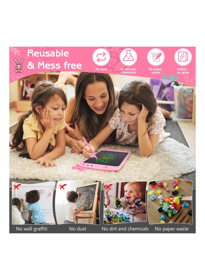 SOLARAE 8.5 Inch LCD Drawing Tablet for Kids - Colorful Bunny Design Digital eWriter, Educational Graphics Board for Girls Aged 2-6, Perfect Birthday Gift in Pink. - Image 5