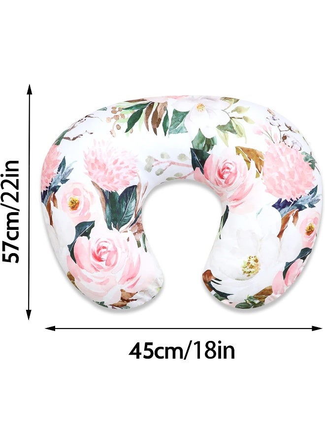 DILIMI Nursing Pillow Cover for Baby Girl and Boy, Ultra Soft Comfortable Stretchy Removable Slipcover for Newborn Breastfeeding Pillows, Watercolor Flower - Image 4