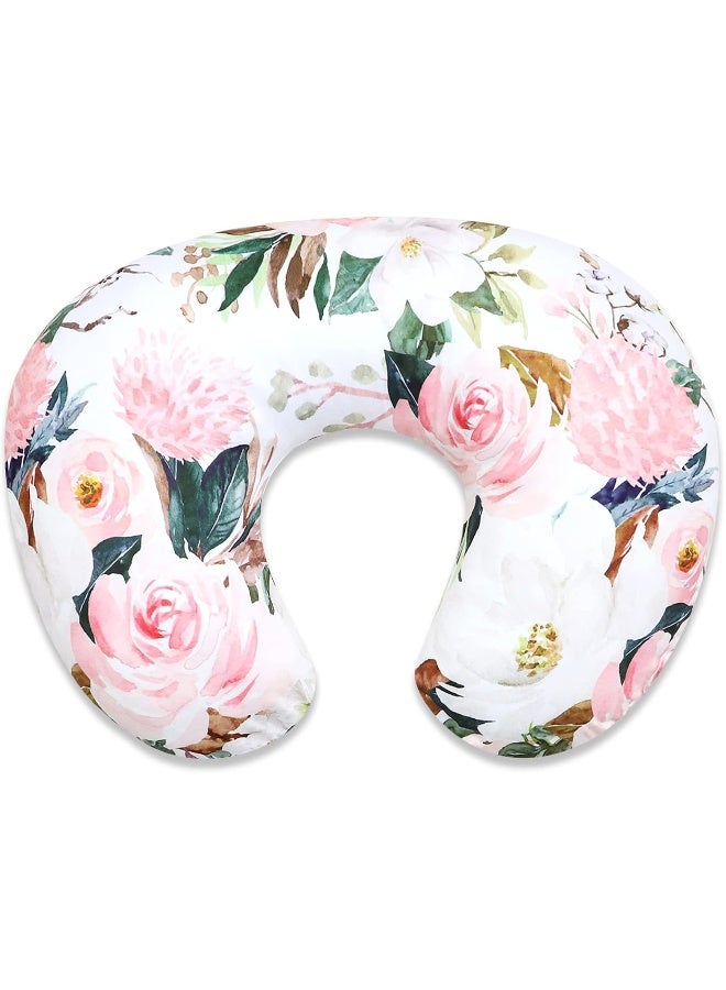 DILIMI Nursing Pillow Cover for Baby Girl and Boy, Ultra Soft Comfortable Stretchy Removable Slipcover for Newborn Breastfeeding Pillows, Watercolor Flower - Image 1