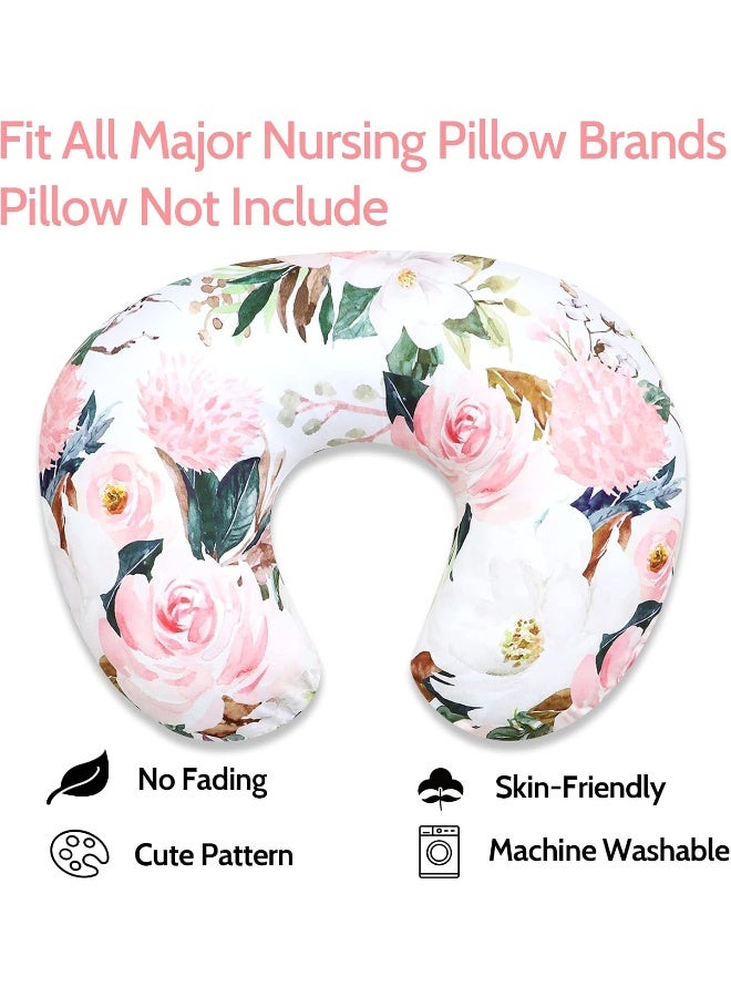 DILIMI Nursing Pillow Cover for Baby Girl and Boy, Ultra Soft Comfortable Stretchy Removable Slipcover for Newborn Breastfeeding Pillows, Watercolor Flower - Image 5