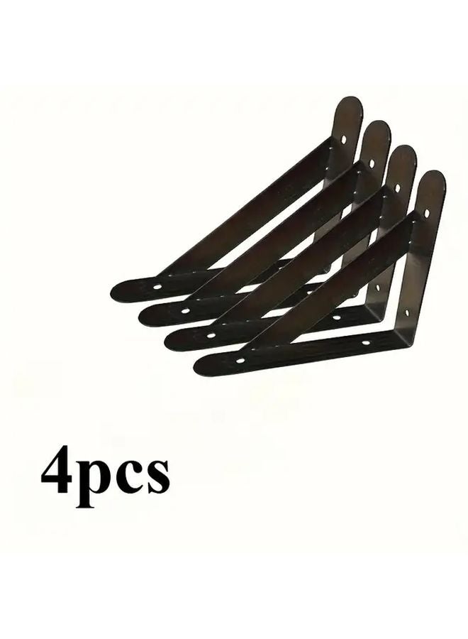 4pcs Black Thickened Triangle Shelf Brackets Wall Mounted Floating Corner Supports - Image 1