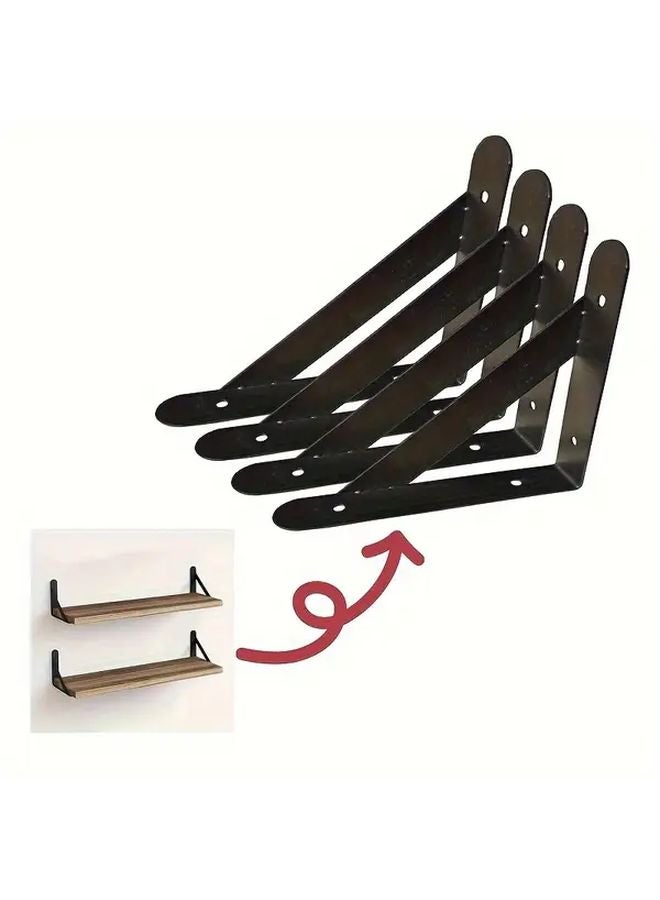 4pcs Black Thickened Triangle Shelf Brackets Wall Mounted Floating Corner Supports - Image 2