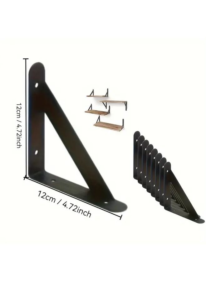 4pcs Black Thickened Triangle Shelf Brackets Wall Mounted Floating Corner Supports - Image 3
