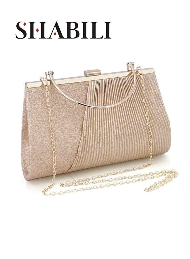 SHABILI Women's Sparkling Evening Clutch Bag, Ladies Designer Chain Banquet Package Handbag Tote Bags Shoulder Bag, Casual Solid Color Crossbody Bag Satchel Bag Side Bag Carry Bag for College Students  - Image 1
