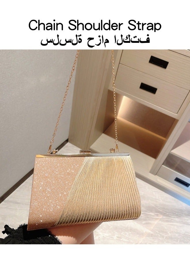 SHABILI Women's Sparkling Evening Clutch Bag, Ladies Designer Chain Banquet Package Handbag Tote Bags Shoulder Bag, Casual Solid Color Crossbody Bag Satchel Bag Side Bag Carry Bag for College Students  - Image 4