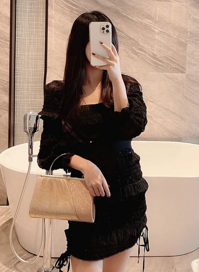 SHABILI Women's Sparkling Evening Clutch Bag, Ladies Designer Chain Banquet Package Handbag Tote Bags Shoulder Bag, Casual Solid Color Crossbody Bag Satchel Bag Side Bag Carry Bag for College Students  - Image 2