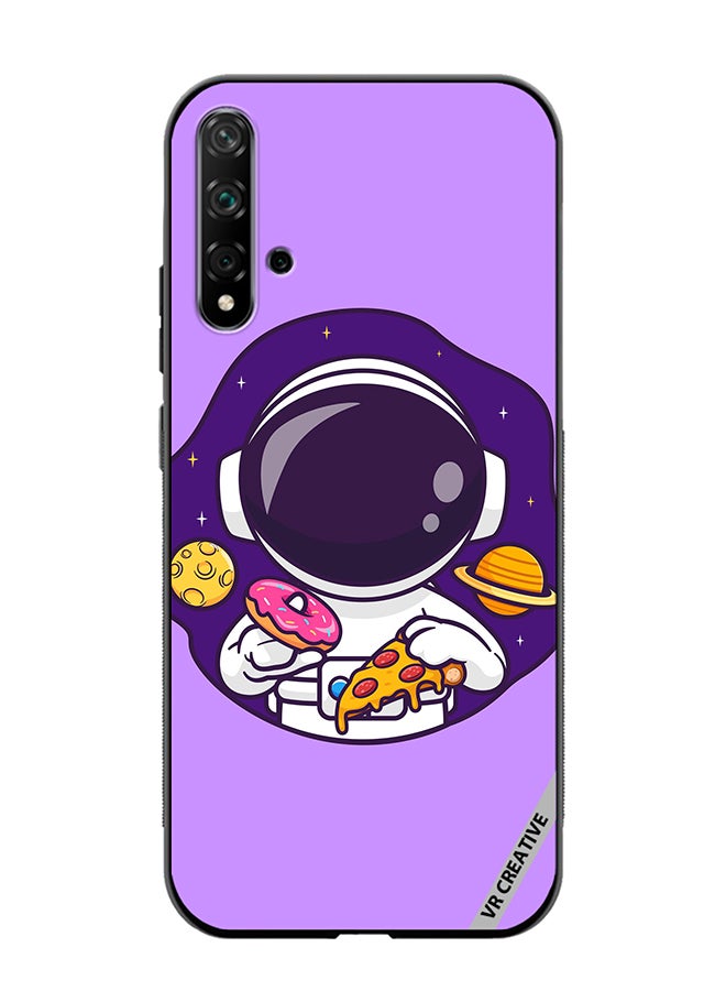 VR CREATIVE Protective Case Cover For Huawei Nova 5T Cute Astronaut Eating Donut And Pizza Design Multicolour - Image 1