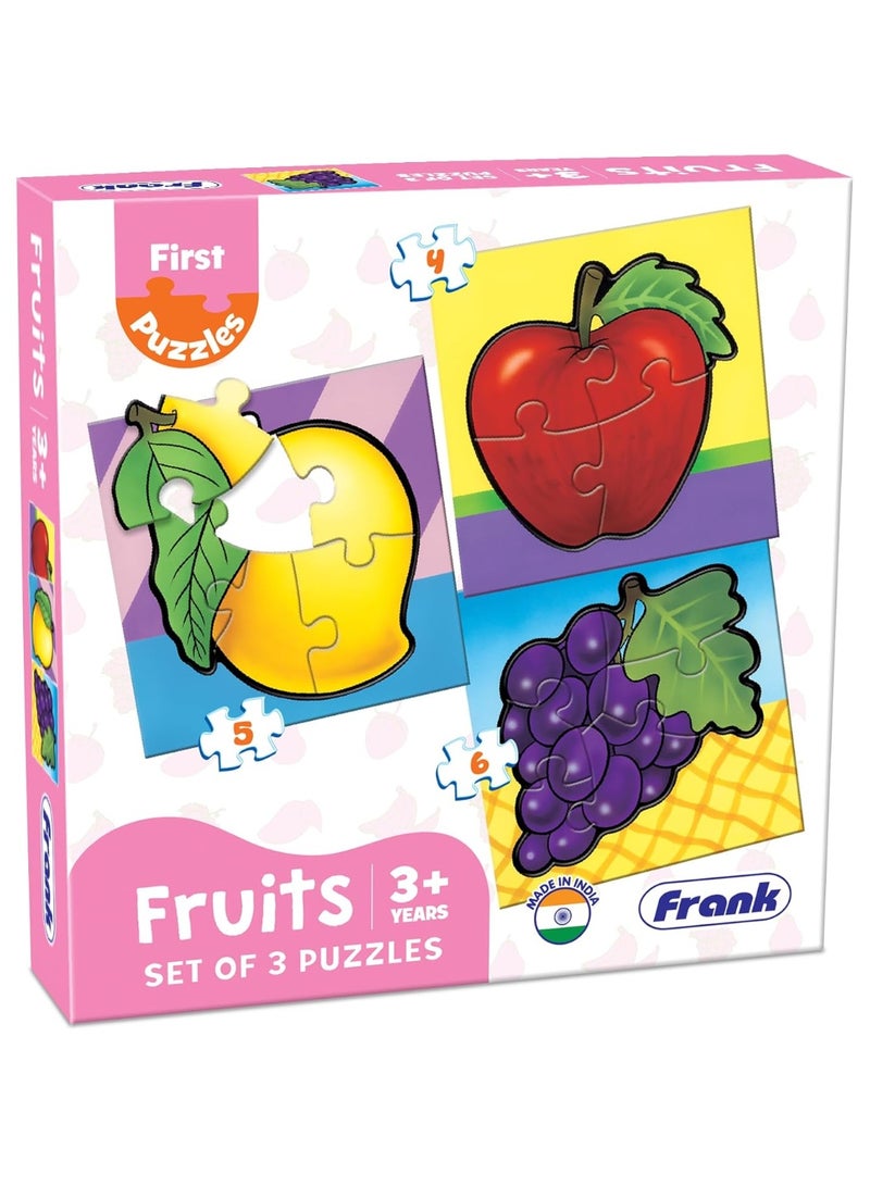 Franks Frank Fruits - A Set of 3 Jigsaw Puzzle for Kids Above 3+ Years - Fun & Challenging Brain Booster Games - Educational Puzzle for Focus and Memory - 10209 - Image 1