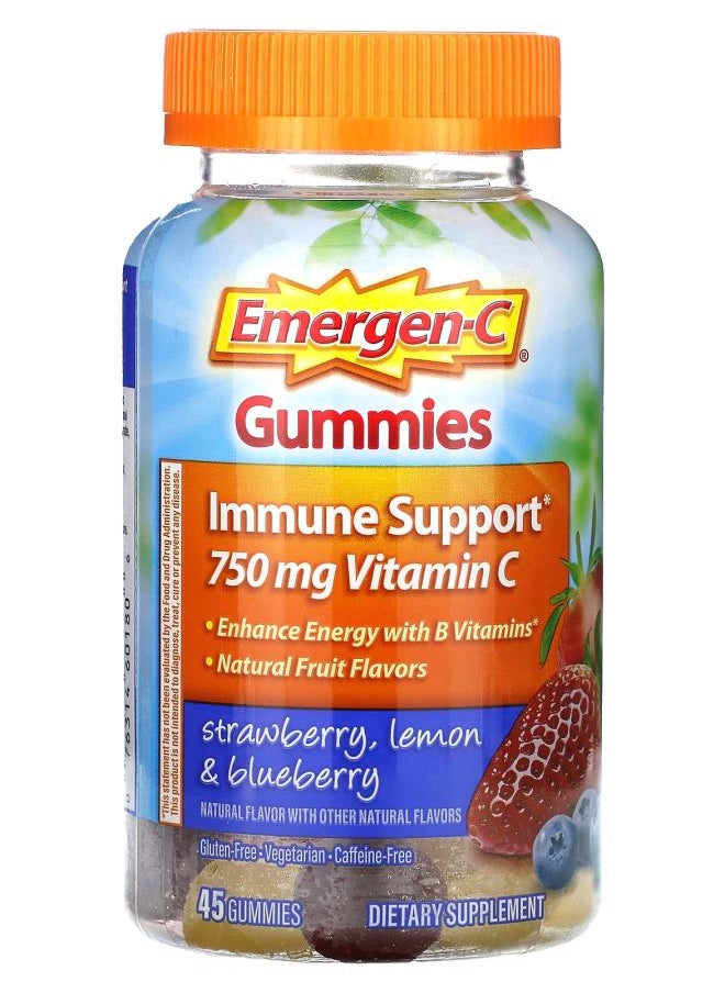 Emergen-C Immune Support Gummies Strawberry Lemon & Blueberry 45 Gummies 