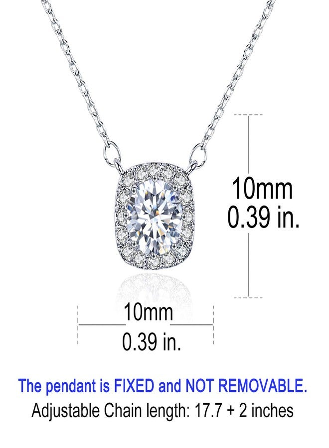 SBLING Platinum Plated AAAA Cubic Zirconia Cushion Shape Halo Pendant Necklace (1.90 cttw) - Image 5