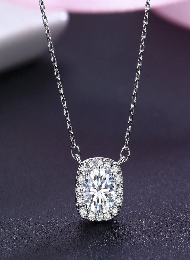 SBLING Platinum Plated AAAA Cubic Zirconia Cushion Shape Halo Pendant Necklace (1.90 cttw) - Image 2
