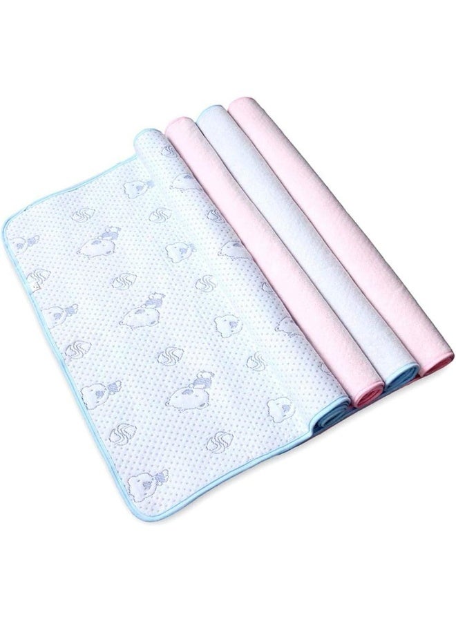 Monvecle Baby Infant Waterproof Cotton Changing Pads Washable Resuable Diapers Liners Mats Multi Pieces Pack (4pcs Bears-Small 18"x12") - Image 1